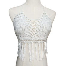 women sexy boho crop top halter style crochet knitted hollow bra beachwear womens tanks J4U66