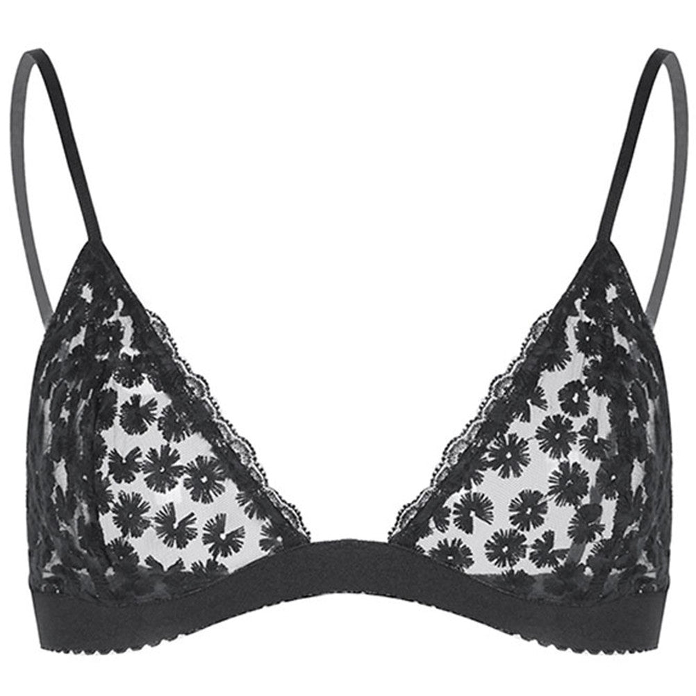 Women Sexy Floral Sheer Lace Triangle Bralette Unpadded Bra Crop Top Lingerie J4U66