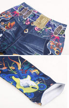 Women Sexy Leggings Buttlefly Flower Printed Imitation Jeans Elastic Slim Punk Style Faux Denim Pencil Pants J4U66