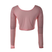 Women Sexy Slim Semi-transparent Mesh Crop Tops Girl Long Sleeve Short Tees Single Layer Mesh J4U66