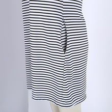 Fashion Women Strip Loose T Shirt Top Short Sleeve Casual Mini Shirt Dress J4U66