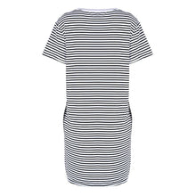 Fashion Women Strip Loose T Shirt Top Short Sleeve Casual Mini Shirt Dress J4U66