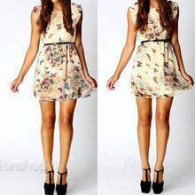 Chiffon Dress Butterfly Print Pattern Sleeveless Slim Mini DressesJFY66