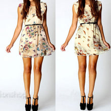 women chiffon dress butterfly print pattern sleeveless slim mini dresses J4U66