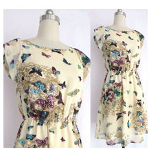 women chiffon dress butterfly print pattern sleeveless slim mini dresses J4U66