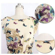 women chiffon dress butterfly print pattern sleeveless slim mini dresses J4U66