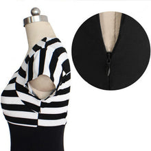 Fashion Women Striped Wear to Work Office OL Bodycon Midi Pencil Dresses J4U66