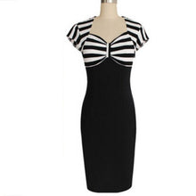Fashion Women Striped Wear to Work Office OL Bodycon Midi Pencil Dresses J4U66