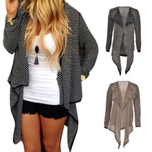 Women Sweater Irregular Cardigan Jacket Small Dot Knit Coat J4U66