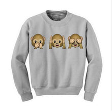 Fashion Women Sweatshirt 3D Emoji Monkey Printed Crew Neck Casual Pullover Jumper Coat Tops Blouse J4U66