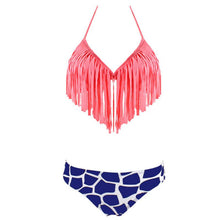 Fashion Women Tassel Bikini Bandage Push-Up Swimsuit Bathing Beachwear Swimwear J4U66