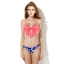Fashion Women Tassel Bikini Bandage Push-Up Swimsuit Bathing Beachwear Swimwear J4U66