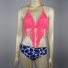 Fashion Women Tassel Bikini Bandage Push-Up Swimsuit Bathing Beachwear Swimwear J4U66