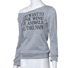Fashion Women Tops Sexy Letters Print Long Sleeves Pullover Sweater Shirt Casual J4U66