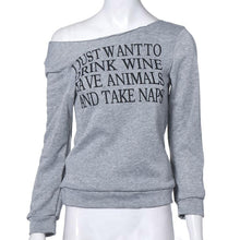 Fashion Women Tops Sexy Letters Print Long Sleeves Pullover Sweater Shirt Casual J4U66