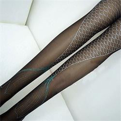 Women Transparent Sexy Fish Sparkling Mermaid Tail Printing Tights Pantyhose J4U66