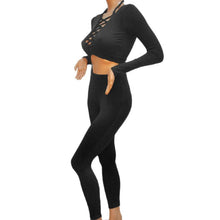 Fashion Women Two Pieces Deep V-Neck Sexy Bodycon Long Sleeve Bodysuit Night Club Rompers Womens Jumpsuit  J4U66
