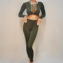 Fashion Women Two Pieces Deep V-Neck Sexy Bodycon Long Sleeve Bodysuit Night Club Rompers Womens Jumpsuit  J4U66