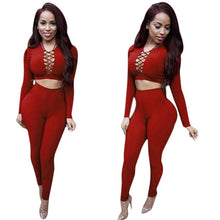 Fashion Women Two Pieces Deep V-Neck Sexy Bodycon Long Sleeve Bodysuit Night Club Rompers Womens Jumpsuit  J4U66