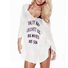 Fashion Women's Casual Short Sleeve T-shirts V-neck Letter Printed Blouse Tops Dress New J4U66