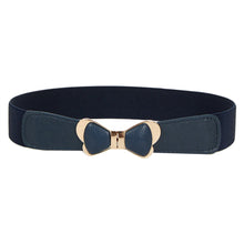 womens metal vintage elastic stretch gold bowknot waist belt waistband J4U66