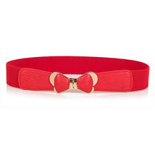 womens metal vintage elastic stretch gold bowknot waist belt waistband J4U66