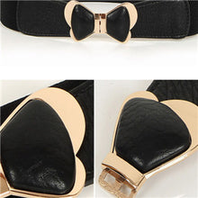 Women'etal Vintage Elastic Stretch Gold Bowknot Waist Belt Waistband J4U66