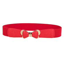 womens metal vintage elastic stretch gold bowknot waist belt waistband J4U66