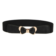 womens metal vintage elastic stretch gold bowknot waist belt waistband J4U66