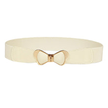 womens metal vintage elastic stretch gold bowknot waist belt waistband J4U66