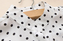 Women's White Blouse Long Sleeve Casual Shirt Polka Dot Print Shirt Plus Size Tops Blusas Femininas J4U66