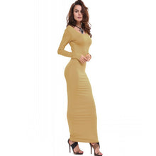 Women's Stretch Bodycon Slim Long Dress Long Sleeve Maxi Dresses Clubwear PY3 J4U66