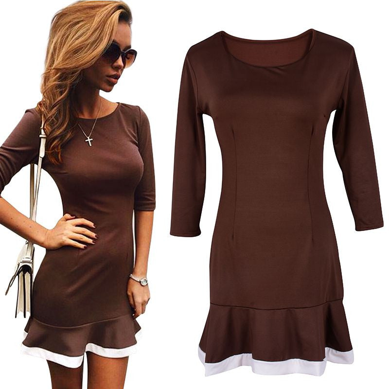 Women's Dress Sexy 3/4 Sleeve Casual Bodycon Party Clubwear Trumpet Dresses J4U66