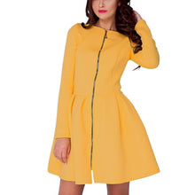 womens full front zipper long sleeve evening party clubwearcasual mini dress J4U66