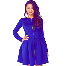 womens full front zipper long sleeve evening party clubwearcasual mini dress J4U66