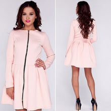 Womens Full Front Zipper Long Sleeve Evening Party Clubwear Casual Mini Dress J4U66
