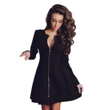 womens full front zipper long sleeve evening party clubwearcasual mini dress J4U66