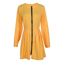 womens full front zipper long sleeve evening party clubwearcasual mini dress J4U66