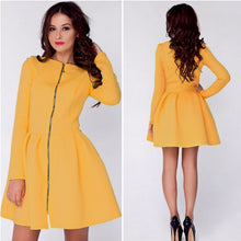 womens full front zipper long sleeve evening party clubwearcasual mini dress J4U66