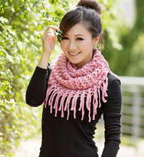 Womens Warm Knitted Layered Fringe Tassel Neck Circle Shawl Snood Scarf Cowl J4U66
