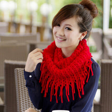 Womens Warm Knitted Layered Fringe Tassel Neck Circle Shawl Snood Scarf Cowl J4U66