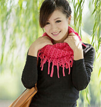 Womens Warm Knitted Layered Fringe Tassel Neck Circle Shawl Snood Scarf Cowl J4U66