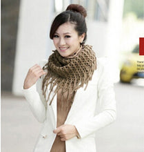 Womens Warm Knitted Layered Fringe Tassel Neck Circle Shawl Snood Scarf Cowl J4U66