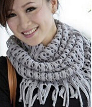 Womens Warm Knitted Layered Fringe Tassel Neck Circle Shawl Snood Scarf Cowl J4U66