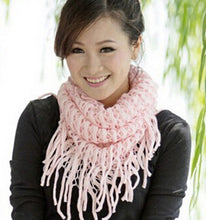 Womens Warm Knitted Layered Fringe Tassel Neck Circle Shawl Snood Scarf Cowl J4U66