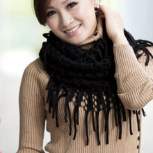 Womens Warm Knitted Layered Fringe Tassel Neck Circle Shawl Snood Scarf Cowl J4U66