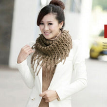 Womens Warm Knitted Layered Fringe Tassel Neck Circle Shawl Snood Scarf Cowl J4U66