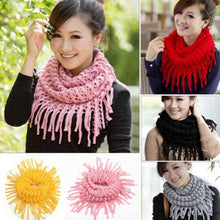 Womens Warm Knitted Layered Fringe Tassel Neck Circle Shawl Snood Scarf Cowl J4U66