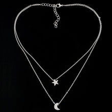 jewelry copper alloy chain link star moon layer pendant necklace gift for women girl J4U66