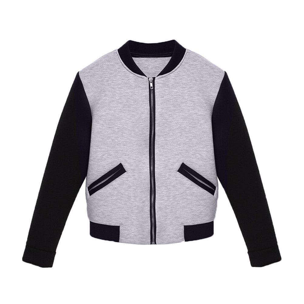 slim bomber baseball jacket women casual fall down coat women basic coats plus size outwear jackets J4U66